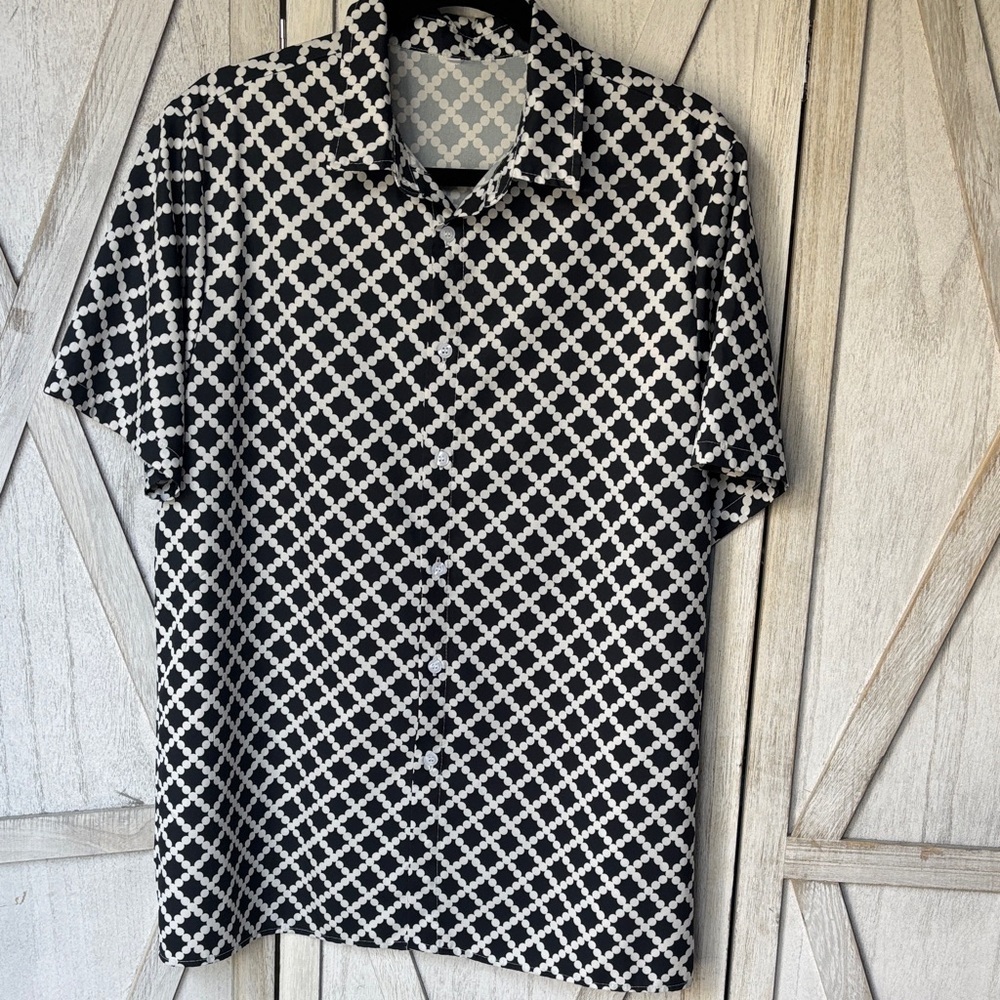 Black and White Geometric Men's Shirt